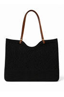 Bolso de Hombro Tejido para Mujer con Correa de Cuero, Bolso Tote Casual Elegante, Bolso de Ganchillo a la Moda, Bolso Tejido para Uso Diario