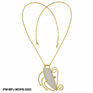 Collier en nacre blanche véritable, pendentif en coquille irisée sur chaîne plaquée or, bijoux bohèmes délicats pour femmes - Product Image 1