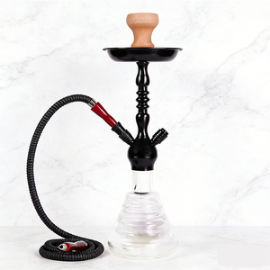 Double Hose Frosted Glass Base Aluminum Stem Water Pipe Modern Hookah Set For Lounge Cafe Hookah Shisha Pakistan - Product Image 4