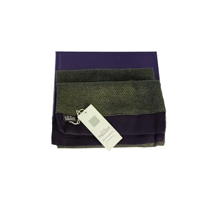 Écharpe en laine double face à motif tricoté élégant vert et bleu marine, livrée dans un coffret cadeau avec cuir PU - Product Image 5