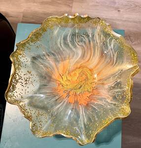 Ensaladera de resina ODM hecha a mano con remolino blanco y negro, patrón de remolino Aqua, textura de mármol pulida para el hogar, Hotel, fiesta, Buffet - Product Image 3