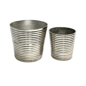 Solid Aluminium Flower <b>Bowl</b> & Vase Nickel Plated Modern Design <b>Planter</b> Set of 2 Table Centerpiece Decorative Metal Vase for Sale - Product Image 1