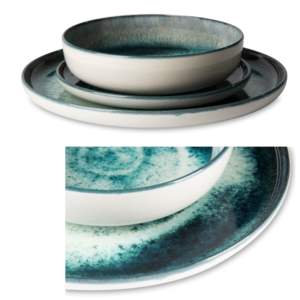 Service de table de 6 assiettes à soupe 18x5 cm, assiettes en céramique verte, impression numérique durable avec pigments réactifs, design italien européen - Product Image 6