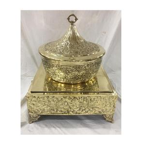 เครื่องอุ่นอาหารบุฟเฟ่ต์สแตนเลสสตีลสีทองหรูหราใช้เป็นอุปกรณ์จัดงานแต่งงาน - Product Image 2