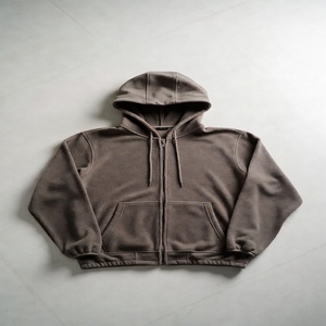 Mens Minimalist Knitted <b>Fleece</b> Hoodie Premium Cotton Pullover Loose Fit Streetwear Sweatshirt Custom Logo Winter Warm - Product Image 5
