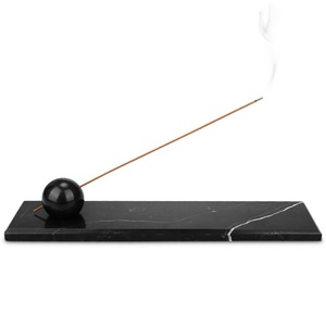Elegant rectangular white marble <b>incense</b> <b>holder</b> with grey veining handmade natural stone <b>stick</b> burner modern decorative <b>incense</b> - Product Image 2