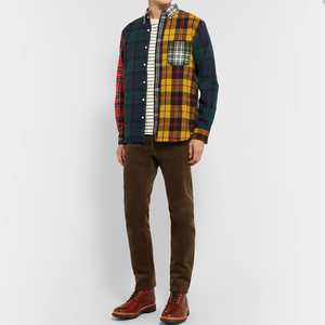 Nouvelle arrivée chemise en flanelle patchwork chemises en flanelle à carreaux boutonnées pour hommes - Product Image 3