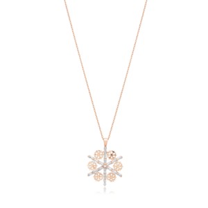 Collier pendentif artisanal en forme de flocon de neige avec pierre CZ Baguette, bijoux en argent 925 turc en gros - Product Image 3