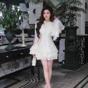 OEM Women <b>White</b> <b>Chiffon</b> Ruffle Long Sleeve Blouse Casual Loose Fit Top - Product Image 5