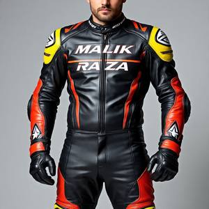 Traje de cuero de motocicleta de una pieza, ajuste personalizado, armadura aprobada CE, paneles perforados transpirables, ropa de carrera compatible con airbag - Product Image 2