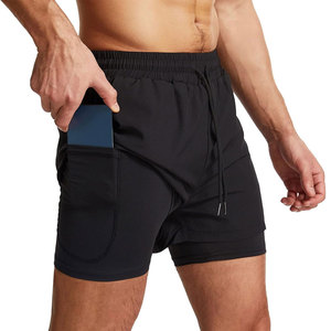 Short de gym imprimé 2 en 1 avec logo personnalisé pour homme Vente en gros Polyester Spandex Unisexe de haute qualité Respirant Séchage rapide Jogging Wear - Product Image 3