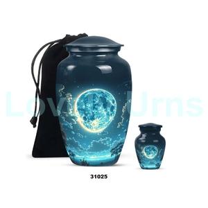 Venta caliente grande de aluminio Lunar cremación adulto urna para cenizas humanas decorativa tamaño completo urna funeraria con bolsa de terciopelo gratis - Product Image 2