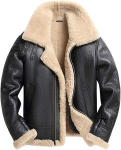 Chaqueta de Cuero Genuino con Forro de Piel Sherpa para Hombre, Estilo Aviador B3, Casual, Retro, con Forro de Piel Cálido, Chaquetas de Cuero para Volar, OEM - Product Image 4