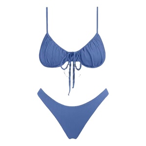 2 Piece Bikini Spaghetti Strap Swimsuits Solid Color Bathing Swimwear Triangle Bathing Suit Sexy Bikinis <b>for</b> <b>Women</b> - Product Image 1