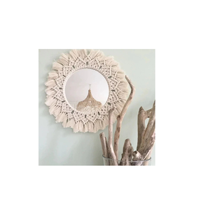Top Arrivées Macramé Mur Monté Miroir À La Mode Looks Finition Naturelle Décoration De Noël Pour Salon Ménage Conception - Product Image 3