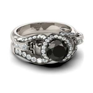 Jeulia Handmade Milgrain Round Cut Sterling Silver <b>Skull</b> <b>Ring</b> for Men - Product Image 3