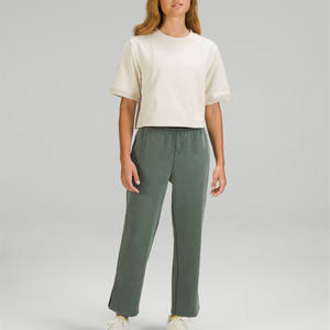 เสื้อยืดครอปผ้าฝ้ายทรงโอเวอร์ไซส์เรียบง่ายสำหรับผู้หญิง ออกแบบเองได้ เหมาะสำหรับเล่นโยคะ ฟิตเนส และออกกำลังกาย - Product Image 2