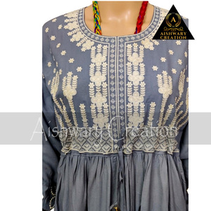 Traditional Modest Muslim Plus Size Breathable Cotton Jalabiya <b>Dress</b> Colorful Floral Print Decorative Neckline Matching Hijab - Product Image 2
