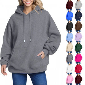 Sudadera con capucha de mujer de 450gsm de peso pesado de alta calidad para Otoño Invierno bordado Top de lana de bolsillo de gran tamaño - Product Image 1