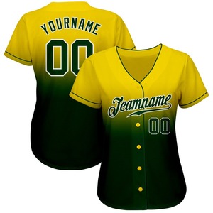 Maillot de baseball personnalisé jaune vert-blanc authentique fondu - Product Image 2
