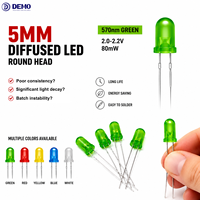 Diode LED verte diffuse de 5 mm, 570 nm, tête ronde, lentille teintée, DIP, traversante, voyant lumineux, 2,0-2,2 V, 80 mW