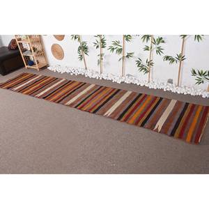 Tapis moderne en laine à rayures marron 2.4x12.4 pieds Jacquard Technique Rectangle Forme Viscose Salon Couloir Chevet Tapis Latex - Product Image 3