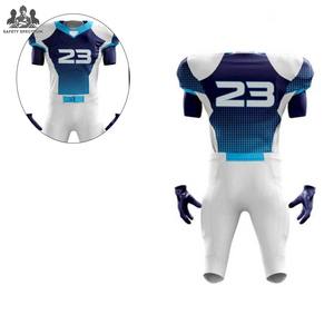 Concevez votre propre uniforme de football américain personnalisable, ensembles 100% polyester respirants, séchage rapide, protection UV, maillot et short - Product Image 4