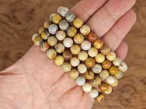 Natural Round Lace Agate <b>Beaded</b> Handmade Protection Stone Elastic <b>Bracelet</b> Wholesale Crystal Jewelry for <b>Men</b> & Women - Product Image 2