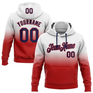 Directo industria al por mayor 3D bordado personalizado cosido blanco Azul Marino-rojo se desvanecen moda deportes pulóver Sudadera con capucha - Product Image 1