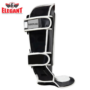Elegant Sports Custom Logo <b>Shin</b> Instep Guard Genuine Leather Leg Protection Gear for Kick Boxing & Muay Thai Training - Product Image 4