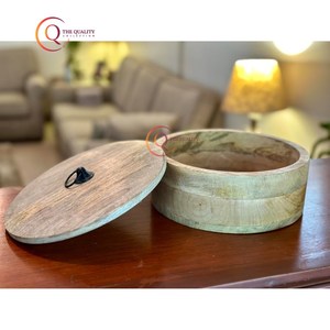 Cazuela de madera duradera Chapati Box Kitchen Hotpot Roti Container Decoración de mesa elegante para servir Hotpot Round Set - Product Image 2