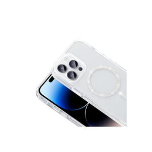 Coque en silicone compatible MagSafe pour iPhone 14 Pro Max, design luxueux plaqué or avec strass, protection antichoc pour l'arrière - Product Image 3