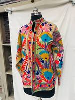 Gran oferta, chaqueta bordada, chaqueta acolchada hecha a mano para mujer, ropa de playa Bohemia, ropa de Festival elegante, regalo único para ella, borde libre