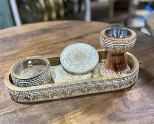 Juego de Quemadores de Incienso Decorativos Bakhoor, Resina Ecológica, Uso Religioso, Z F CRAFT IMPEX, Bandeja, Caja, Incensario - Product Image 4