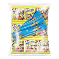 Bonbons gélifiés Popit au cacao en poudre au lait, saveur fruitée sucrée et acidulée, croquants, marron, en forme de cube, 25g, sac en vrac