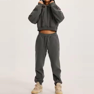 Ensemble de sweat à capuche de sport d'automne pour femmes avec logo personnalisé respirant chaud épais hiver polaire survêtements en éponge française logo sexy pour adultes - Product Image 6