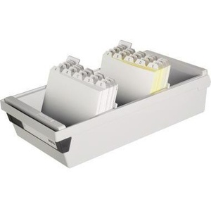 Paper Media Box-HAN Card Index Box DIN A6 Landscape 17.7 X 14 X 36 cm Holds 1,300 Cards Light Grey Polystyrene 2 Support Plates - Product Image 1