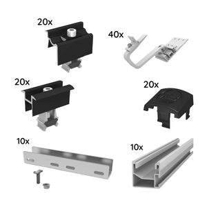 Paquet UK pour 10 modules de K2, SingleRail, toit en pente, monocouche, noir - Product Image 3