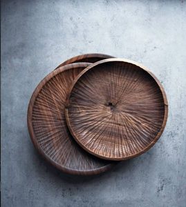 Bandeja de servir de madera de acacia clara con borde festoneado, plato decorativo de madera estilo vintage para postres, precio al por mayor - Product Image 4