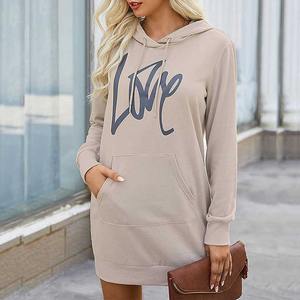 ชุดเดรสมีฮู้ดลำลองสำหรับผู้หญิงชุดเดรสมีฮู้ดลำลองพิมพ์โลโก้ได้ตามต้องการแขนยาวเต็มตัว - Product Image 3