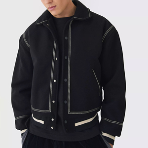 Oversized Designer Winter OEM Factory Custom Canvas Sleeves Hooded Waterproof Streetwear Vintage Baseball Varsity <b>Jacket</b> - Product Image 3