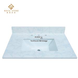 Đất hoang sinh thái có ý thức sang trọng không silica dự án khu nghỉ mát màu xanh đá quý kết cấu nhân tạo đá thạch anh phòng tắm worktop Vanity Top - Product Image 2