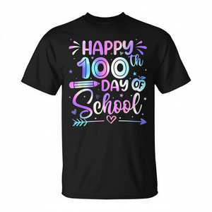 Camiseta de Regalo Promocional para Maestras: Feliz 100 Día de Clases, 100 Días de Enseñanza - Product Image 2