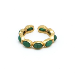 Bague ovale réglable en plaqué or émeraude à la demande bijoux élégants en pierres précieuses vertes pour femmes d'Inde - Product Image 3