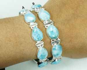 Handmade Larimar <b>Bracelet</b> 925 <b>Sterling</b> <b>Silver</b> Adjustable Gemstone Jewelry Elegant Gift For Women - Product Image 1