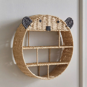 Charming Bear Shape Storage Wall Shelf Woven Seagrass Kids Room Decoration for Displaying Toy <b>Books</b> & Accessories for <b>Birthday</b> - Product Image 1
