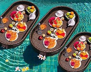 รูปร่างที่แตกต่างกันโรงแรมอาหารเช้าลอยสระว่ายน้ําถาดหวายสระว่ายน้ําถาดกันน้ําจาก VN - Product Image 4