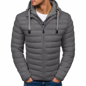 2025 piel con capucha Puffer nuevo diseño Color puro cremallera Puffer chaqueta hombres invierno Casual con capucha Puffer chaqueta - Product Image 4