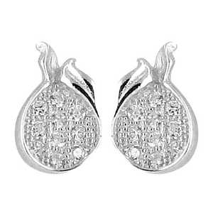 925 Rhodium Plated Silver Stud <b>Earrings</b> for Women Diamond-Cut with Religious Style Gift - Product Image 2