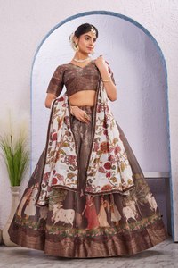 Lehenga Choli en coton et soie Dola, imprimé numériquement, réversible, décontracté et doux, spécial Navratri pour femmes indiennes et pakistanaises - Product Image 2